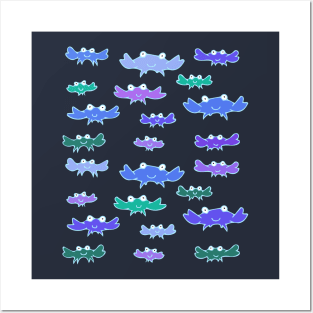 Cute and Colorful Crab Pattern (dark) Posters and Art